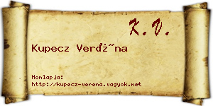 Kupecz Veréna névjegykártya